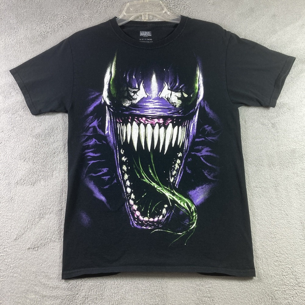 Marvel VENOM Shirt Adult Small Black Colorful Graphic Tee Mad Engine READ